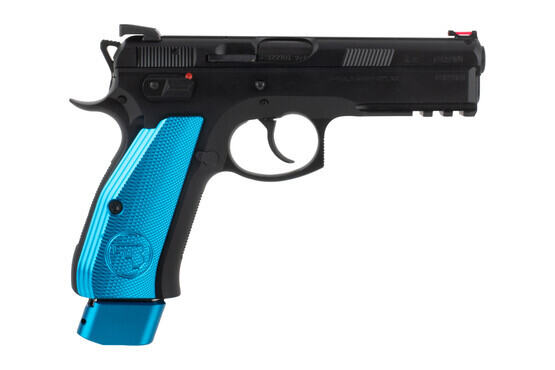 CZ-USA 75 SP-01 Competition 9mm Pistol - Blue Aluminum Grips - Two 21 Round Magazines - 4.6"